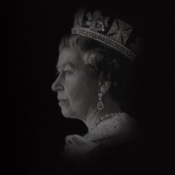 A silhouette photo of Her Majesty The Queen