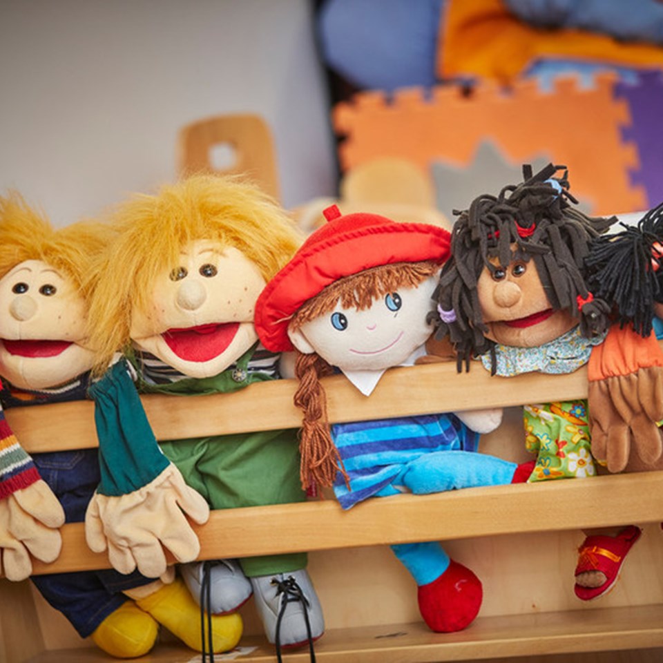 Row of puppet toys